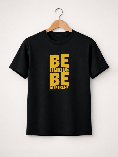 Be Unique Be Different Black Printed T-Shirt