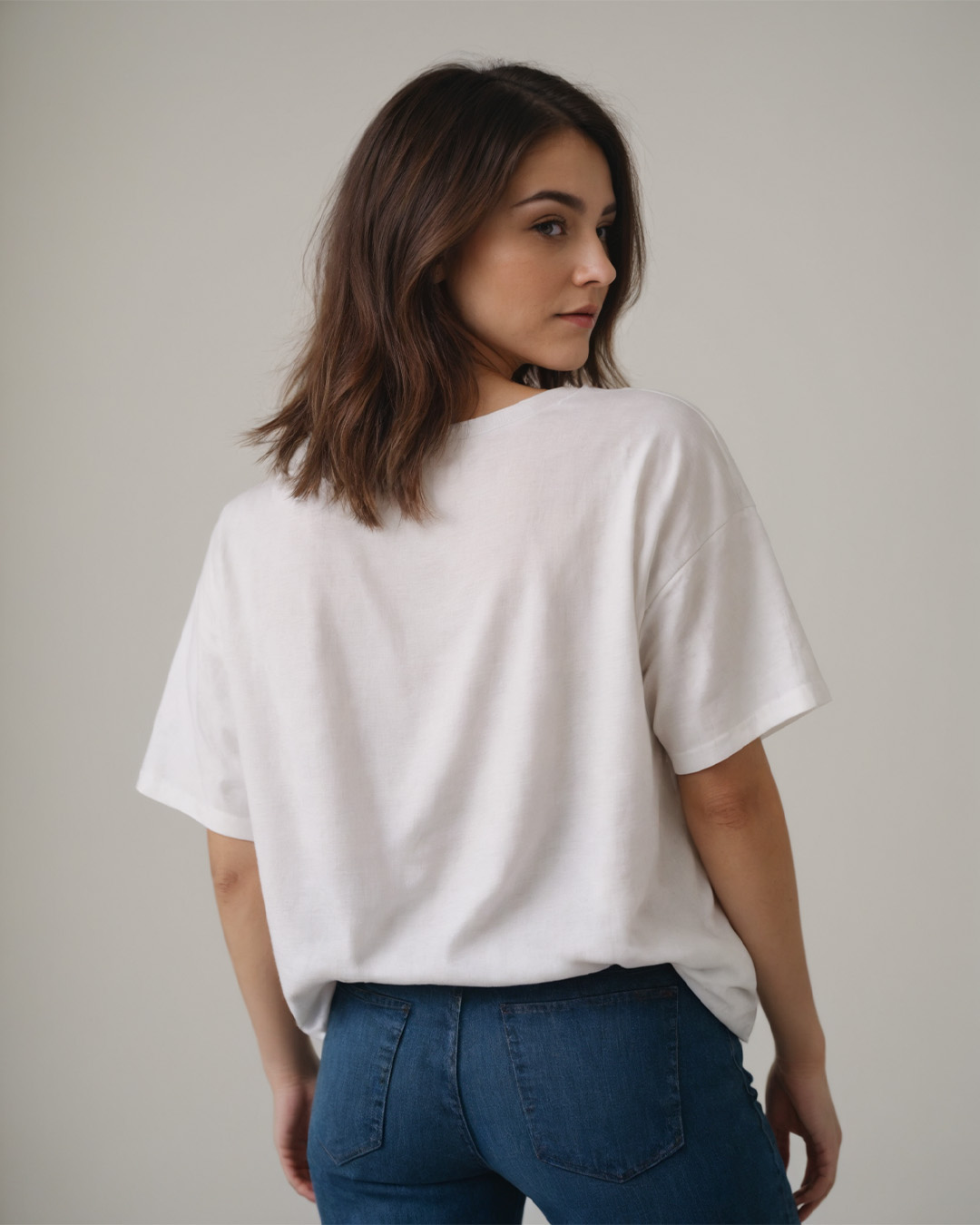 Women's White Oversize T-Shirt Beauty Girl with Hat