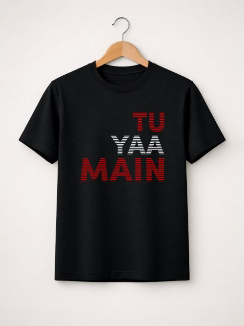 Tu Yaa Main Black Printed T-Shirt