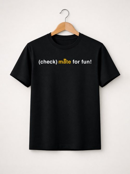 Checkmate for Fun Black Printed T-Shirt