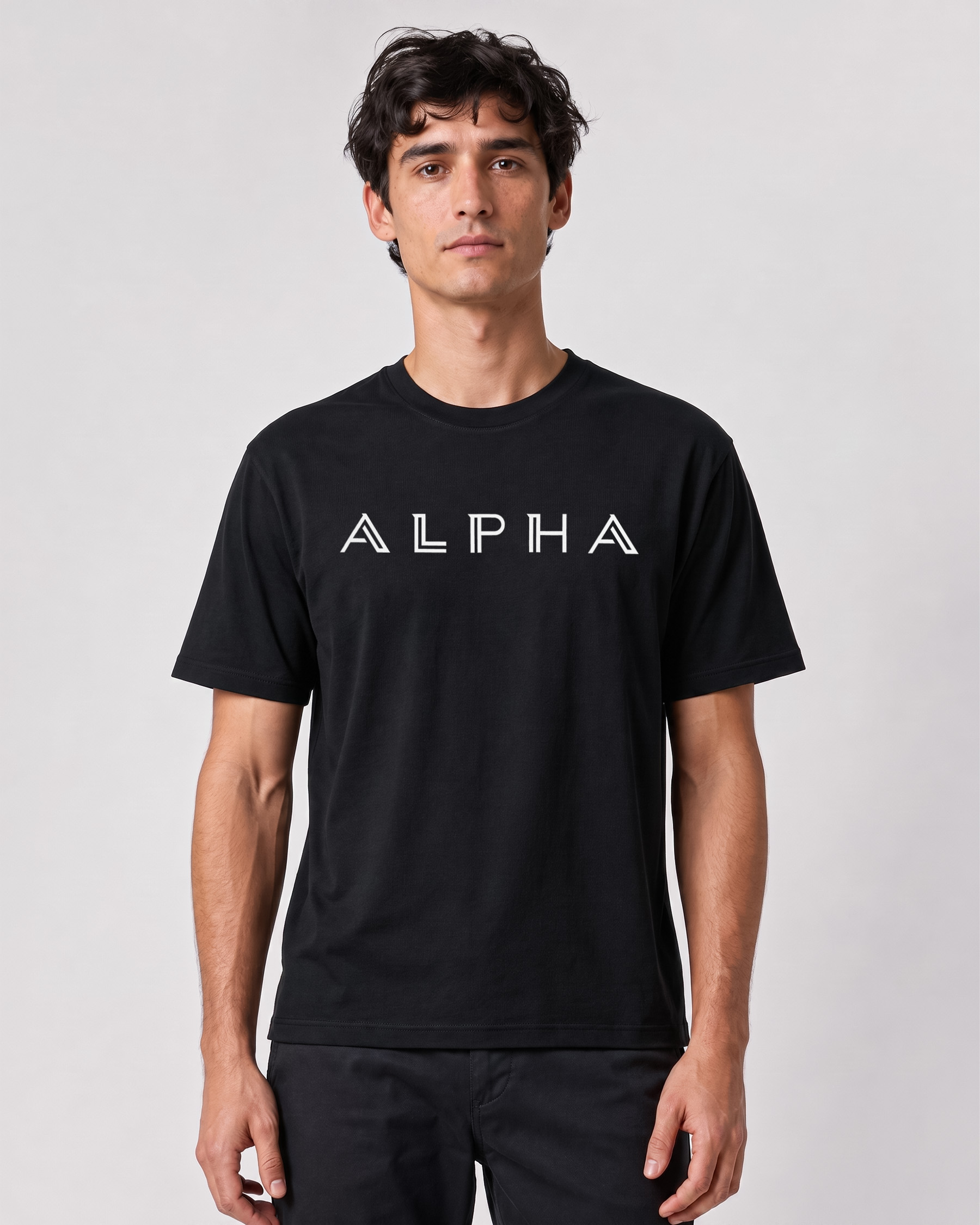 Alpha Black Printed T-Shirt